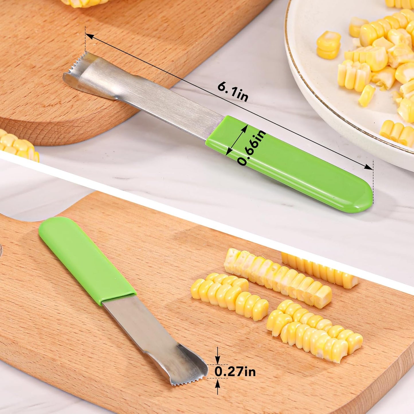 Corn Prep Peeler Joochi Stainless Steel Corn Stripping Tool Corn Cobber Remover Tools Cob Corn Stripper Thresher Quickly Remove Fresh & Boiled Corn Kernels Kitchen Gadget Chef Gift Idea (Green)