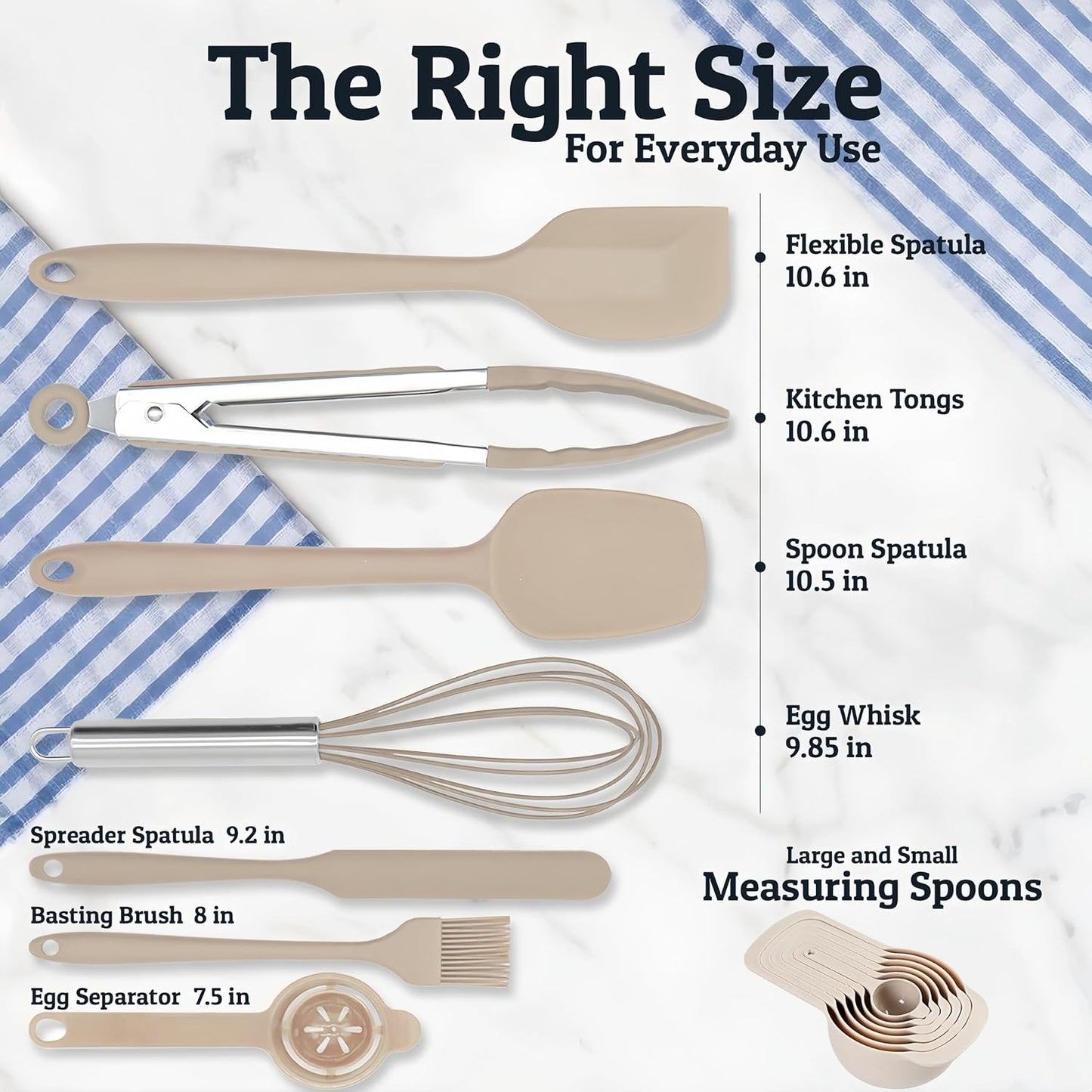 Mixing Bowls with Lids Set,7PCS Stainless Steel Bowls with 3 Grater Attachments and Measuring Spoons,Ideal for Kitchen Cooking & Serving,Non-slip Bottoms Size 6, 4, 3, 2.1,1.5,1,0.63QT (Beige)
