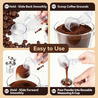 Coffee Scoop 2Tbsp & 51mm Espresso Tamper - BPA-Free PCTG Scoop Funnel, Fits K-Cups, Precise Measuring for Coffee/Protein/Powder/Hot Cocoa & Formula Dispensers (Black 1Pack)