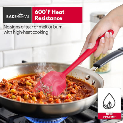 BakeRoyal Silicone Spatula Set - 4-Piece Rubber Spatulas Silicone Heat Resistant 600°F for Everyday Task - Seamless Design Kitchen Spatulas for Nonstick Cookware - Royal Blue
