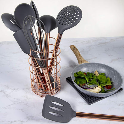 COOK WITH COLOR Silicone Cooking Utensils, Kitchen Utensil Set, Easy to Clean Silicone Kitchen Utensils, Cooking Utensils for Nonstick Cookware, Kitchen Gadgets Set, 10 Pieces, Green