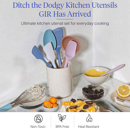 GIR: Get It Right 5-Piece Silicone Ultimate Kitchen Utensils Set - Ladle, Spatula, Flip, Spoon & Spoonula - Non-Toxic Cooking Utensils for Nonstick Cookware, Cooking and Baking - Black