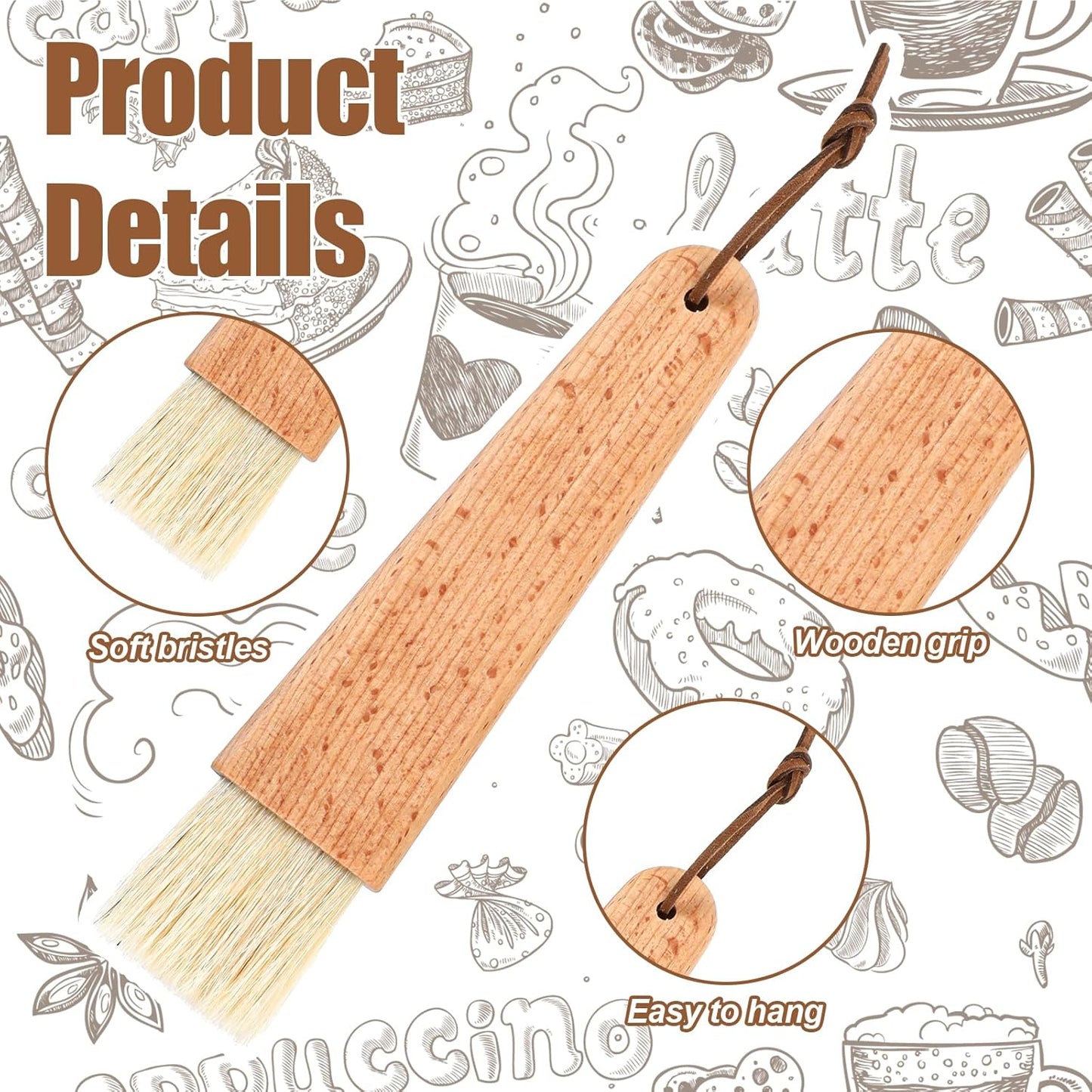 Pastry Brush with Beech Wood, Natural Boar Bristle Basting Brush for Cooking Flat Food Brushes for Spreading Butter Oil Sauce Barbecue Baking Kitchen Cooking