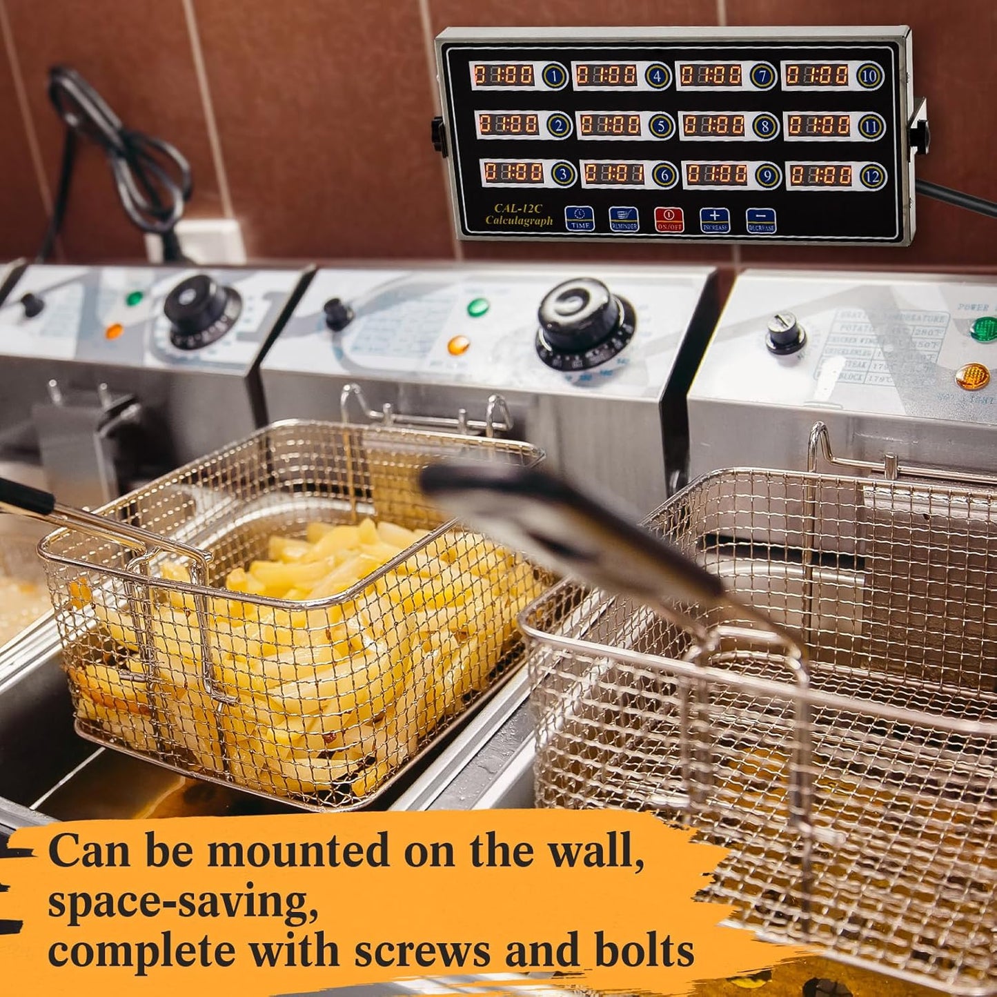 Relaxweex 1 Pack Commercial 8 Channel Digital Kitchen Timer, Multi-Countdown Timer with Loud Alarm & Large LCD Display, Wall Mount or Countertop for Restaurant, Fry Station, Baking & Lab Use