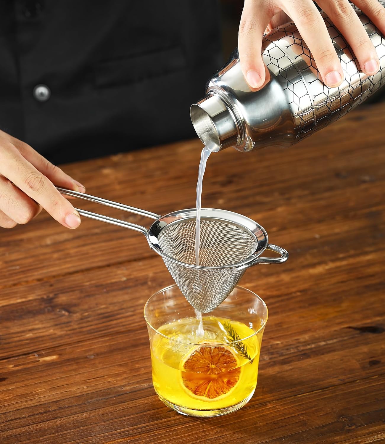 Fine Mesh Cocktail Strainer, Stainless Steel, Long Handle Set of 2 (Stainless Steel set of 2)