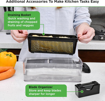 PrepNaturals Vegetable Chopper & Mandoline Slicer - 12 in 1, Blue/White