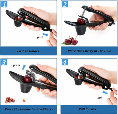 EWPJDK Cherry Pitter Tool Pit Remover Heavy-Duty Stainless Steel Olive Pitter Tool for Making Cherry Jam (Black)