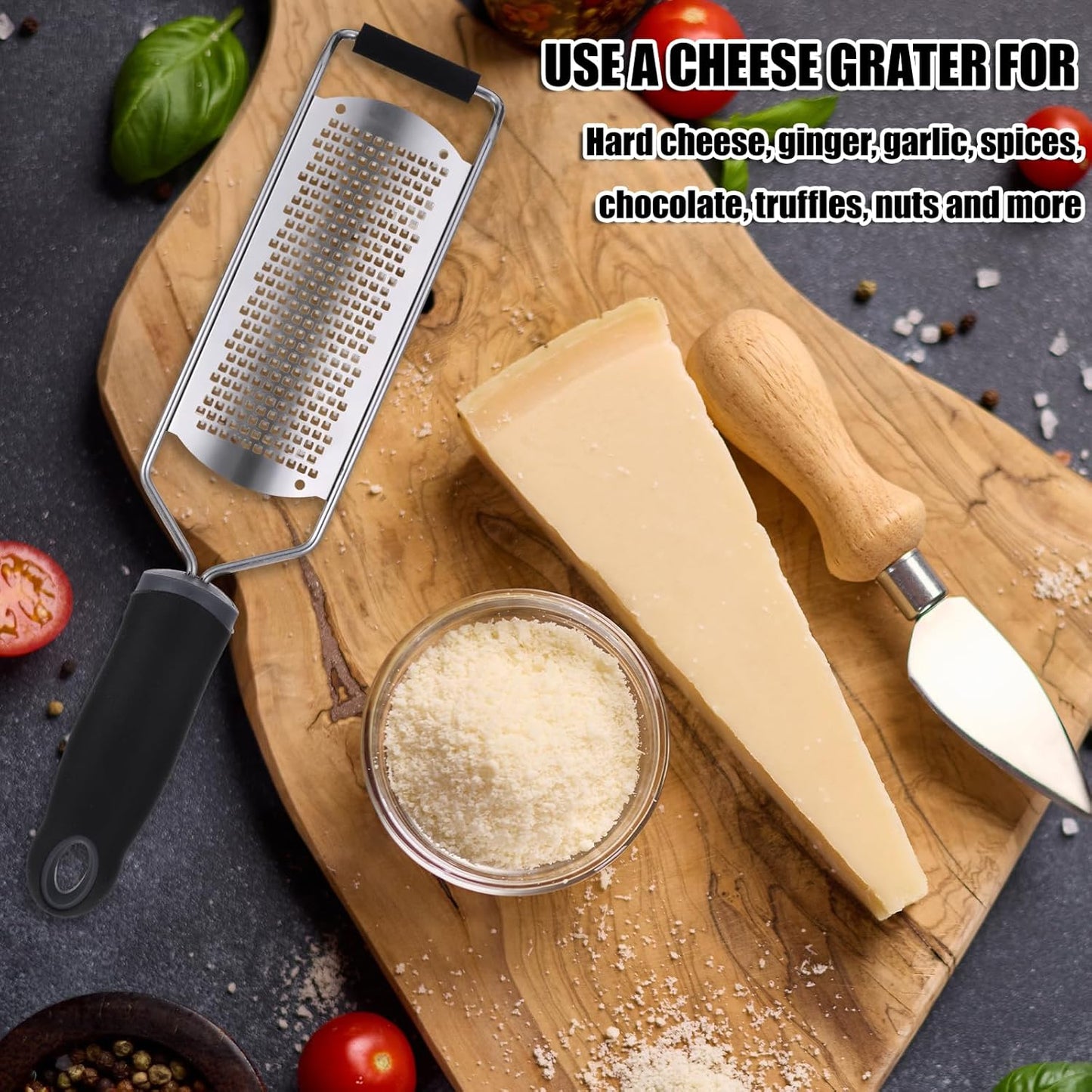 Zester Grater with Handle, Cheese Grater Handheld Lemon Zester Stainless Steel Graters for Kitchen Nutmeg Grater Citrus Zester Ginger Grater Tool for Cheese Spices Chocolate Zucchini Kitchen Gadgets