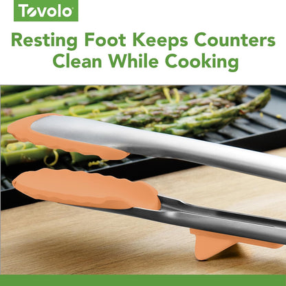 Tovolo Tongs With Silicone Tips Easy Grip 13" Long Kitchen Tongs Stainless Steel Handle For Cooking, Non Scratch Heat Resistant Locking Tongs Silicone Tipped Dishwasher Safe BPA Free, Pink Sorbet