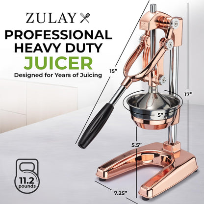 Zulay Kitchen Cast Iron Juicer - Heavy Duty Manual Juicer with Detachable Strainers for Easy Cleaning, Orange Juice Press for Citrus Fruits, Perfect for Bartenders, Juice Lovers & Health Enthusiasts