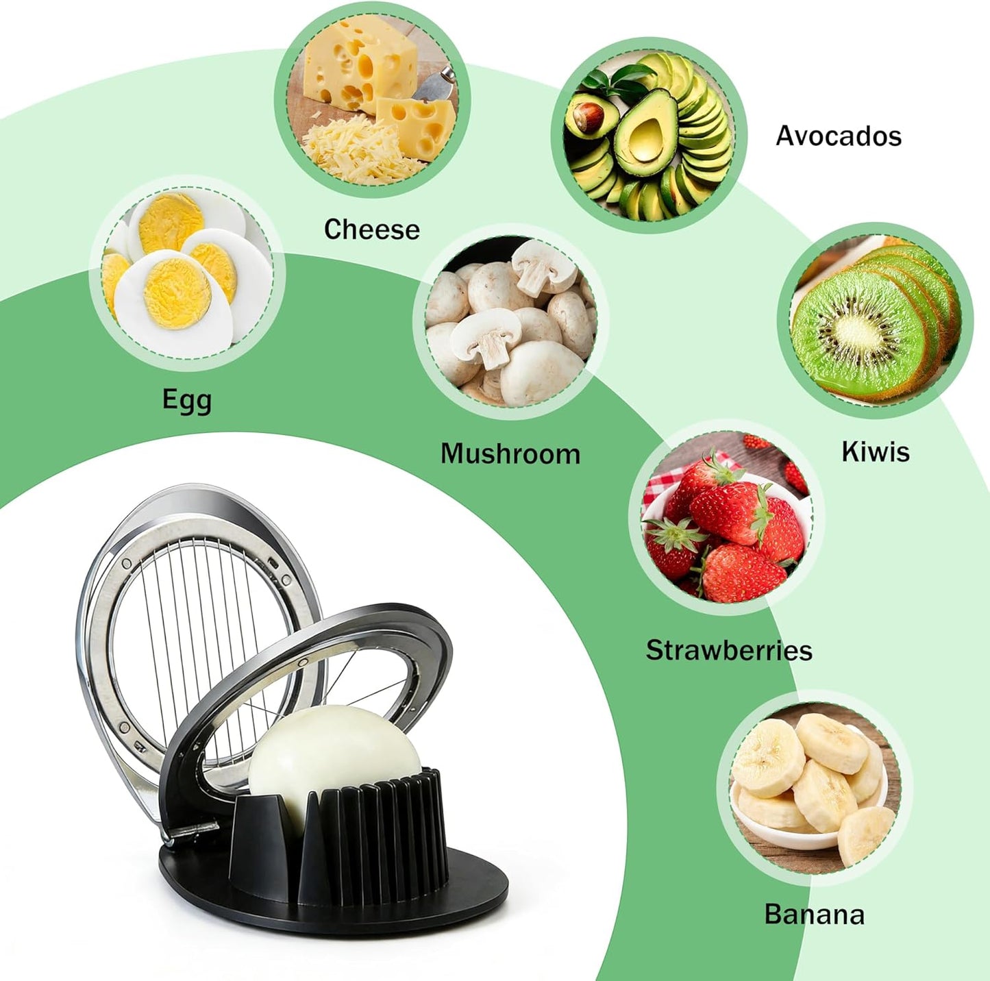 3 in 1 Egg Slicer, Egg Cutter Egg dicer for Boiled Eggs -Stainless Steel Wire with 3 Slicing Styles