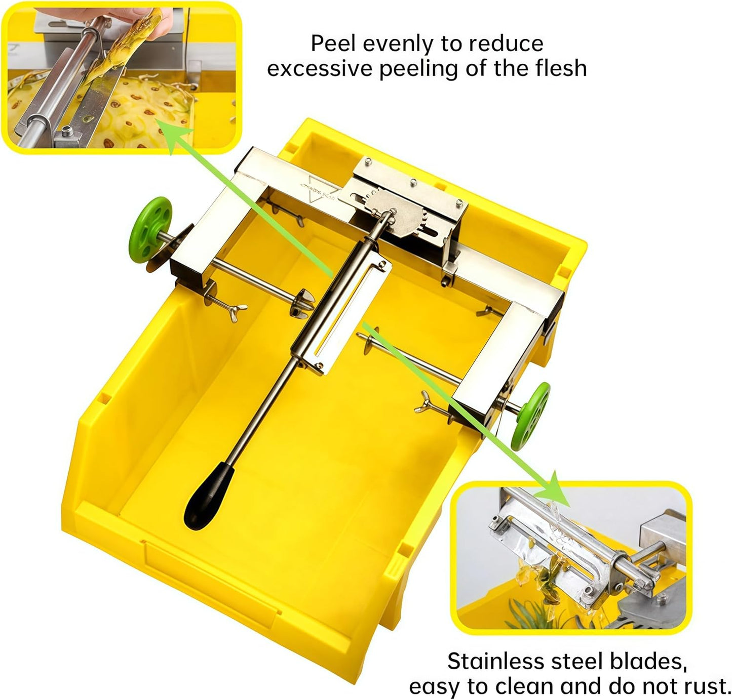 Kolice Commercial Pineapple Peeler Machine, Stainless Steel Pineapple Peeler Machine Kit with 5 Replacement Blades, No waste of pulp