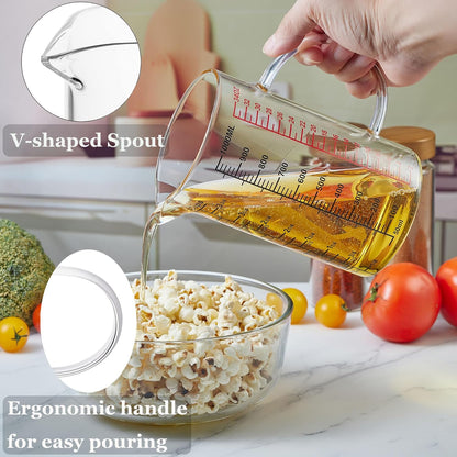 Ackers BORO3.3 Measure Glass -[Insulated handle | V-Shaped Spout]-Made of High Borosilicate Glass Measuring for Kitchen or Restaurant, Easy to Read, 120 ML (4 Oz)