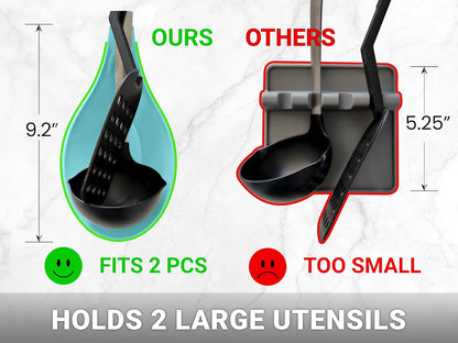 Silicone Spoon Rest for Stove Top Set of 2 – HEAT RESISTANT DISHWASHER SAFE Kitchen Utensil Holder for LARGE Utensils - Won’t Break - Non-Slip - Ideal for Glass & Induction Cooktops - for Home Cooks
