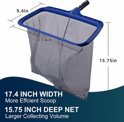 POOLAZA Hot Tub Skimmer Net Handheld, Professional Pool, Spa, Pound Skimmer Net with Aluminum Pole Handle, Deep Ultra Fine Mesh Netting Small Pool Skimmer Net, Upgrade Durable Hot Tub Net Hand Skimmer