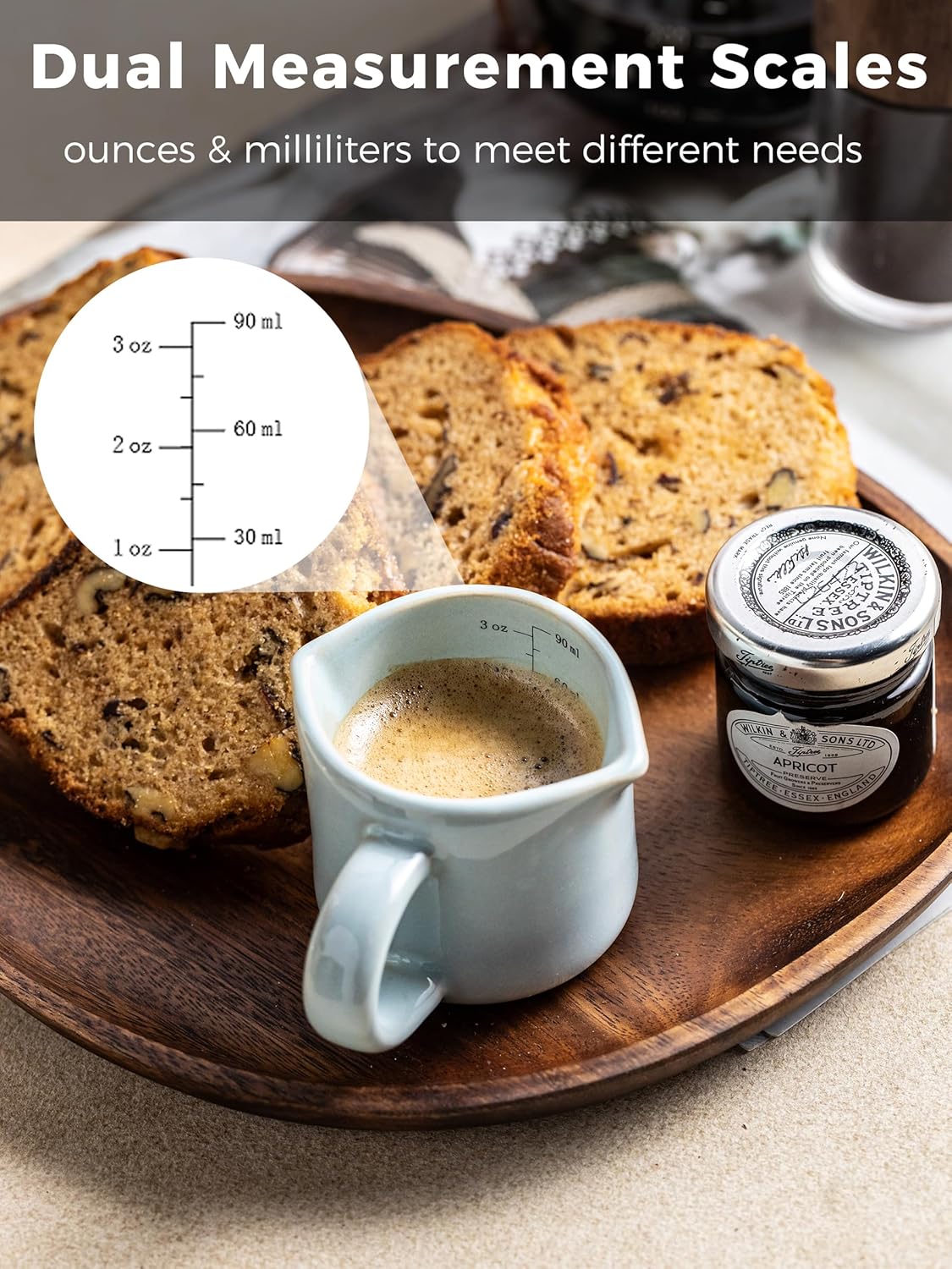 Espresso Cups Ceramic, 200ML Espresso Measuring Cup with Handle, Expresso Shots Cups with Scale, Espresso Accessories, White