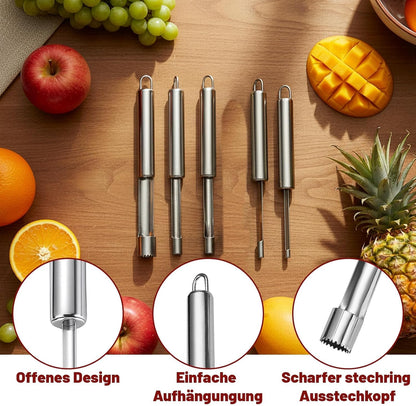 Apple Corer Remover Set, 5-Piece Stainless Steel Fruit Corer Tools with Ergonomic Handles, Pineapple Cutter Slicer and Corers for Kitchen, Baking, Healthy Meal Prep, 20 Cm Length