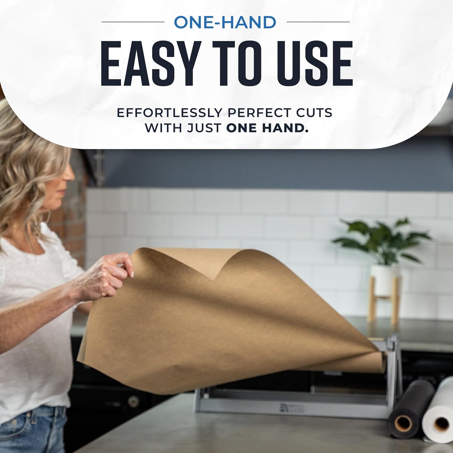 Bryco Goods - 18 Inches All Paper Roll Dispenser and Cutter Made of Heavy-Duty Steel Frame & Sharp Blade. Holds, Dispenses & Cuts. Wall Mountable & Non-Slip Tabletop. Ideal Butcher Paper Dispenser