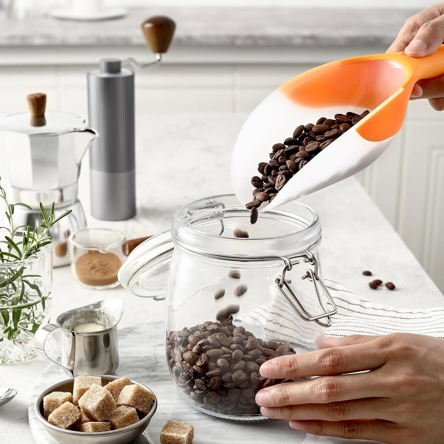 Spring Chef Magnetic Ice Scoop for Freezer - BPA-Free Flexi-Plastic Popcorn Scoop with Soft Grip Handle - Dishwasher Safe Ice Scooper - Kitchen Food Scooper for Flour, Grains, Candy, Pet Food - Black