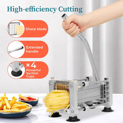 BIEAMA Commercial French Fry Cutter, Potato Cutter with 1/4", 3/8", 1/2" Stainless Steel Blades, French Fries Cutter for Carrots