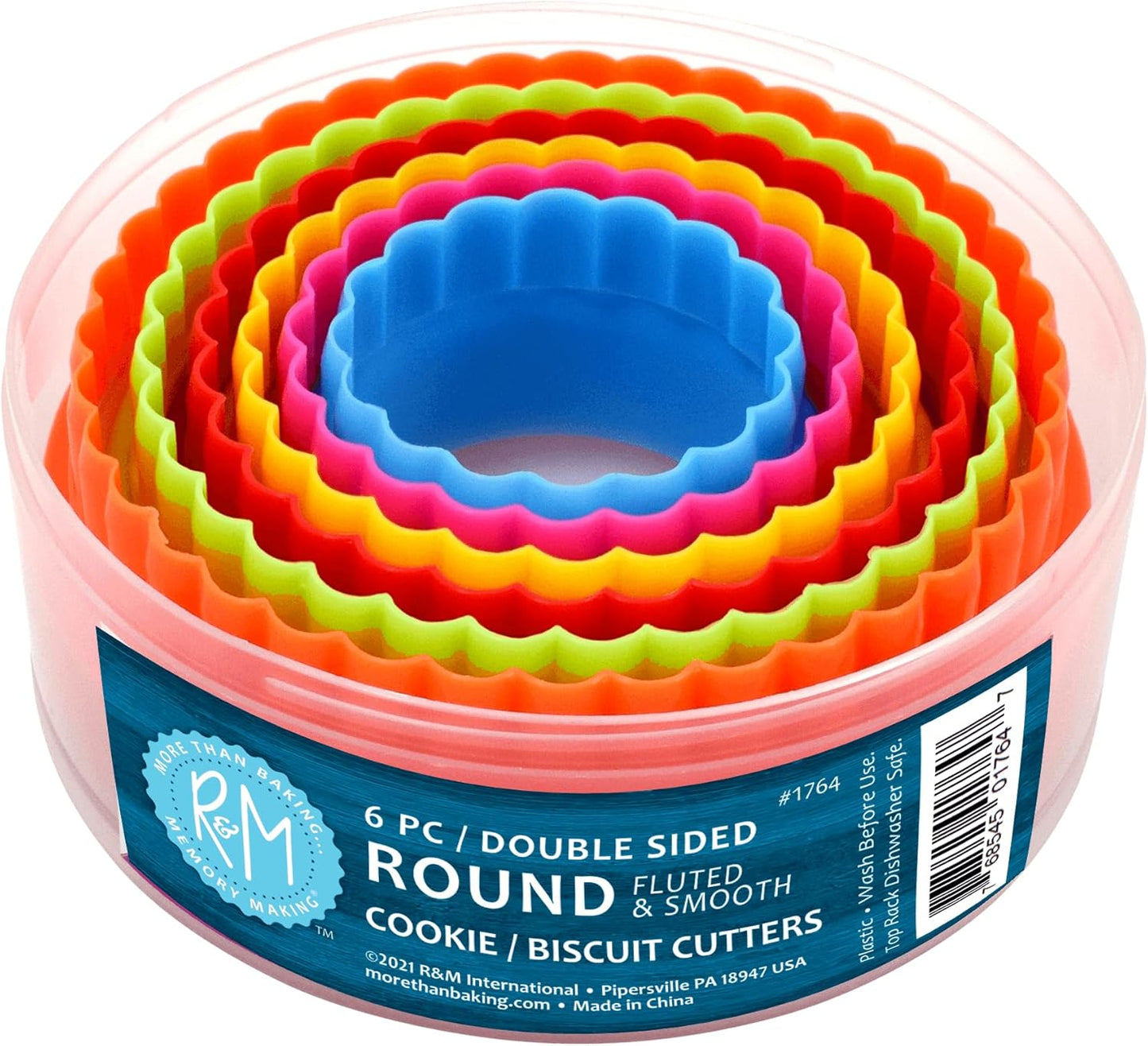 R&M International Round, Set of 6 Cookie & Biscuit Cutter Set, Sizes, Colors may vary