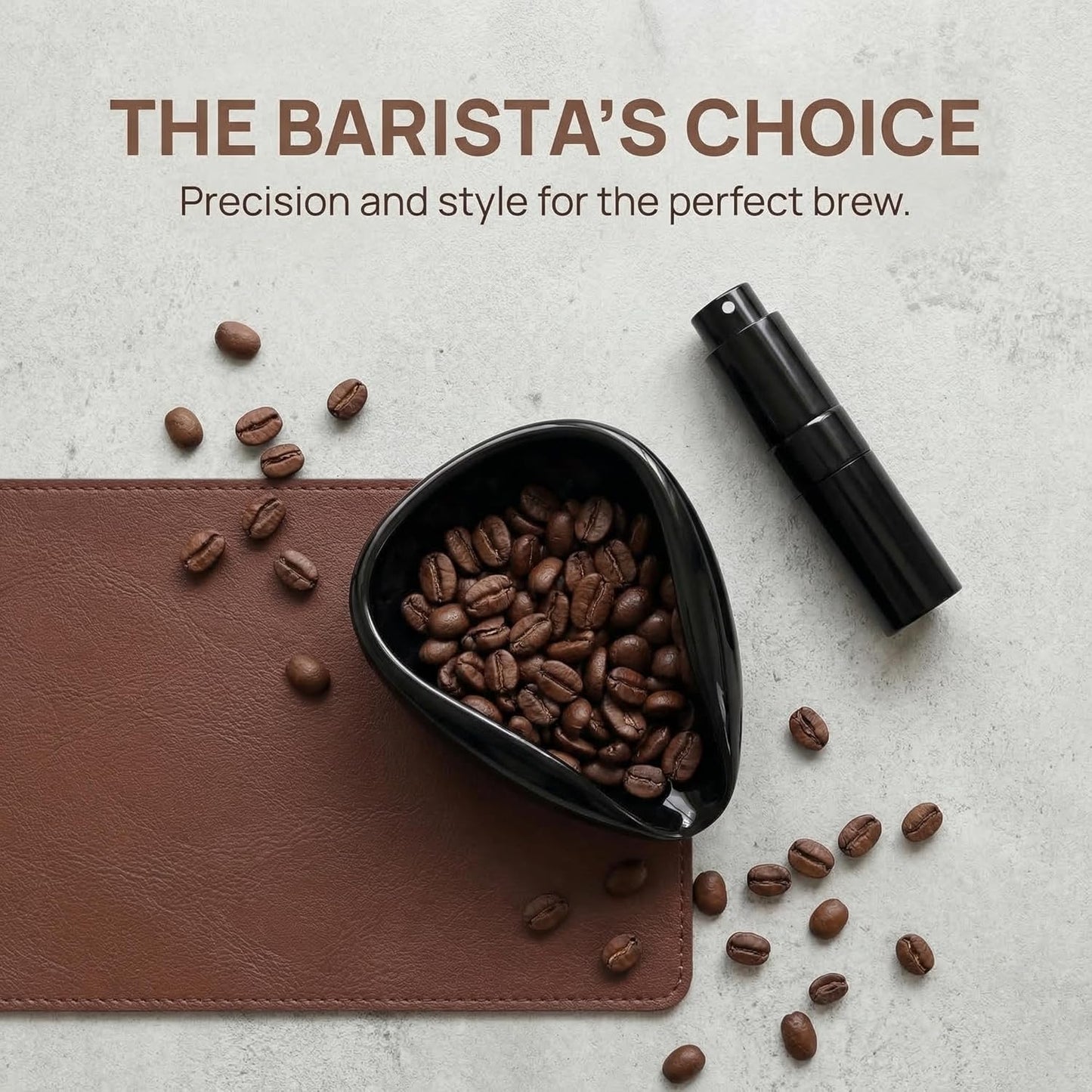 Ceramic Coffee Bean Dosing Cup and Spray Bottle Set, Espresso Bean Measuring Cup with Anti-Static RDT Sprayer Kit for Home Barista and Coffee Lovers