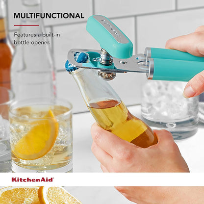 KitchenAid Classic Multifunction Can Opener and Bottle Opener Easy to Use, Razor Sharp Stainless Steel Cutting Wheel, Soft Ergonomic Handles, Black