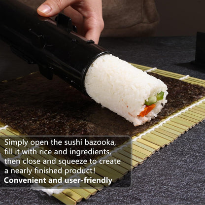 FUNGYAND Sushi Making Kit, All-in-One Bazooka Roller Set with Bamboo Mats, Avocado Slicer, Paddle, Knife, Chopstick & Holders, Cotton Bag - DIY Maki Roller Machine