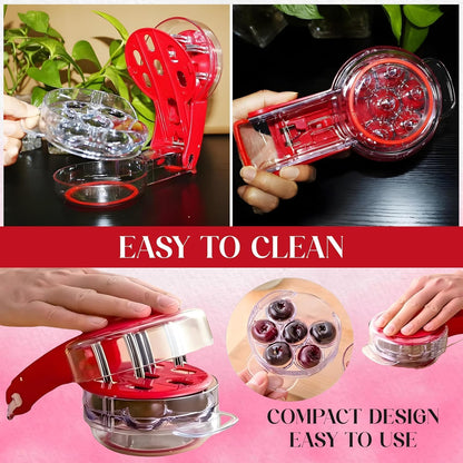 Cherry Pitter Tool - 6 Cherry Multi Pitter, Cherry Seed Remover & Cherry Pit Remover Tool, Stainless Steel Cherry Corer for Large Batch Prep, Baking, Canning & Olives