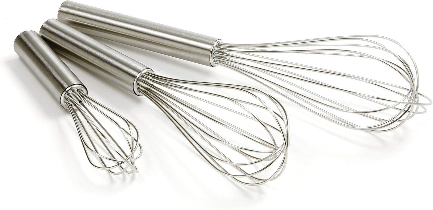 Norpro Balloon Wire Whisk Set of 3 Stainless Steel Stir/Mix/Beat 6" /8"/ 10"