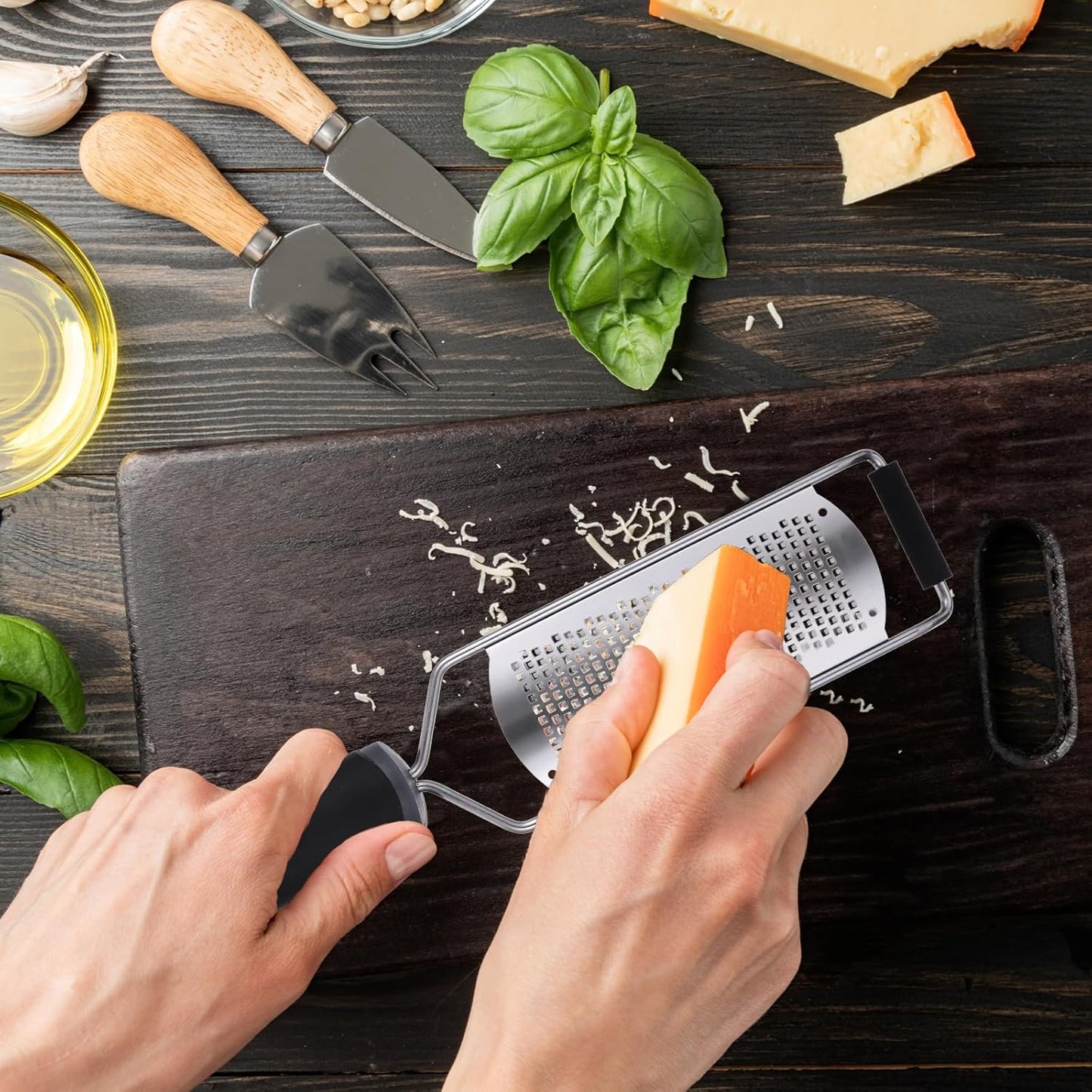 Zester Grater with Handle, Cheese Grater Handheld Lemon Zester Stainless Steel Graters for Kitchen Nutmeg Grater Citrus Zester Ginger Grater Tool for Cheese Spices Chocolate Zucchini Kitchen Gadgets