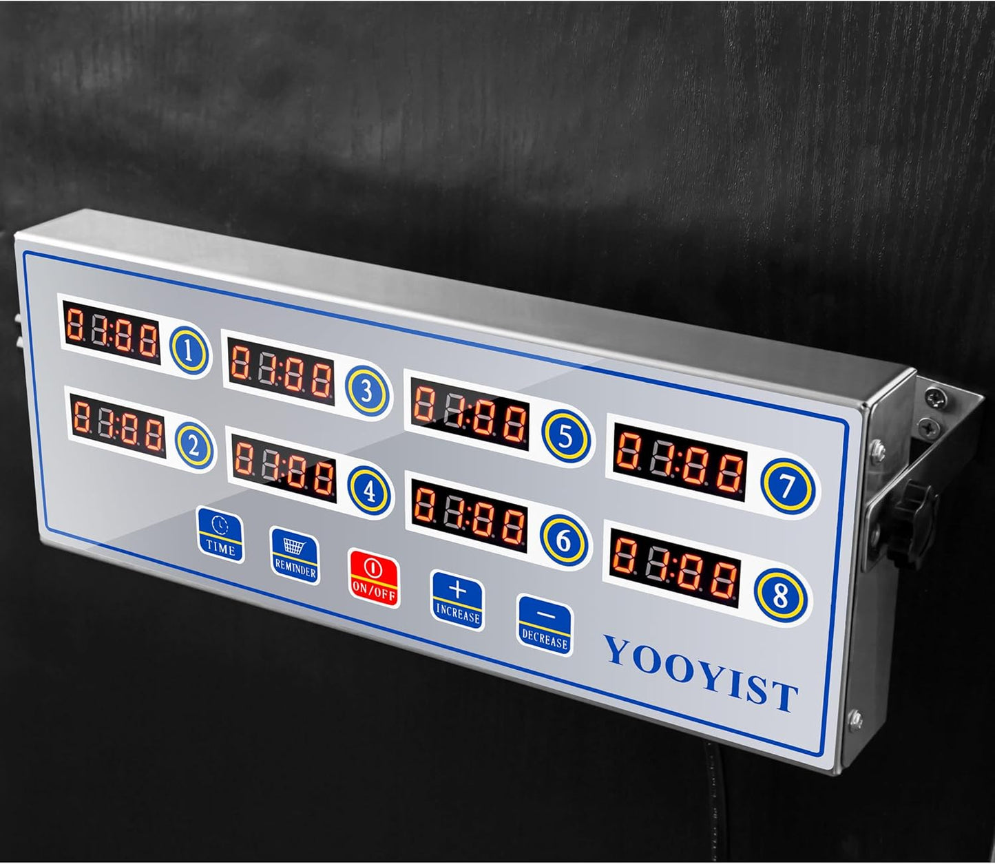 Precision Kitchen Timers for Cooking – 8 Channel Commercial Kitchen Timer Restaurant Kitchen Supplies – Stainless Steel Digital LED Chef Cooking Timer – Reminder Function, Loud Alarm, Black