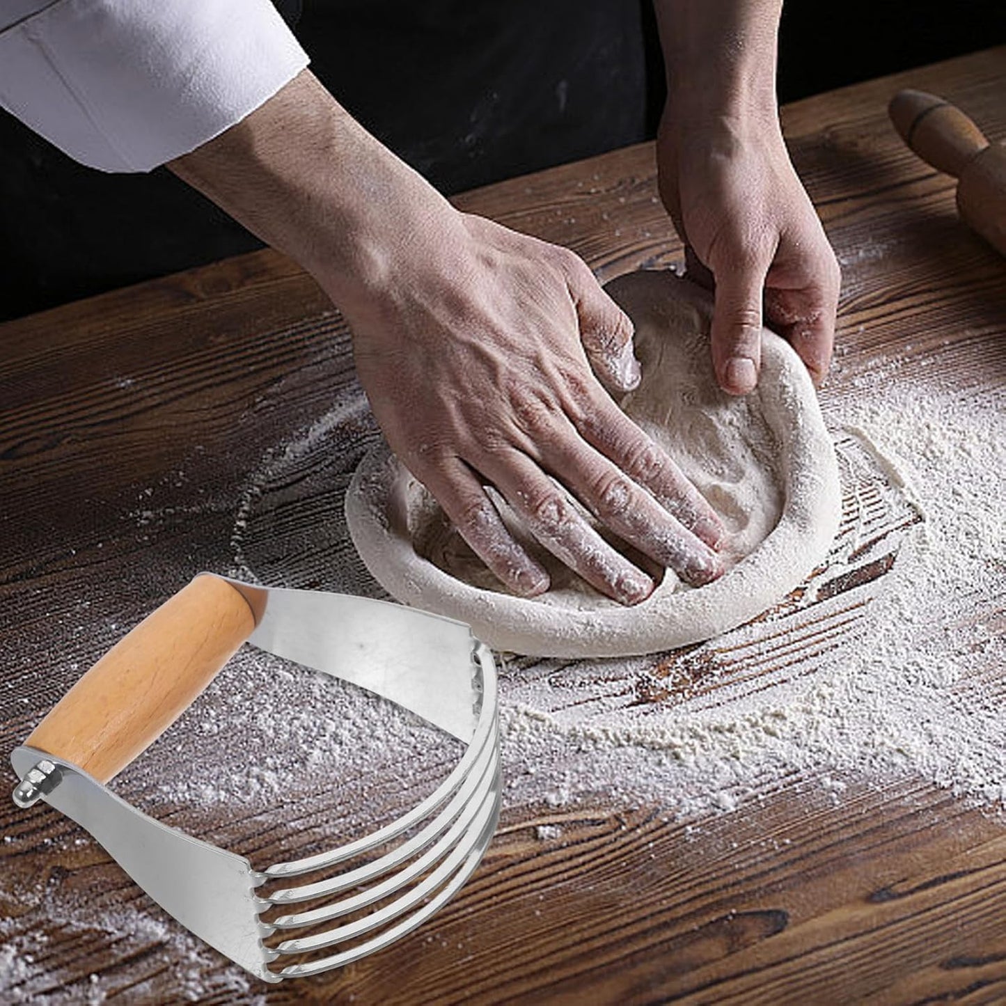 VOSAREA Dough Cutter Flour Mixer Kitchen Tool for Baking Easy to Clean Pastry Blender with Solid Structure for Mixing and Cutting Dough