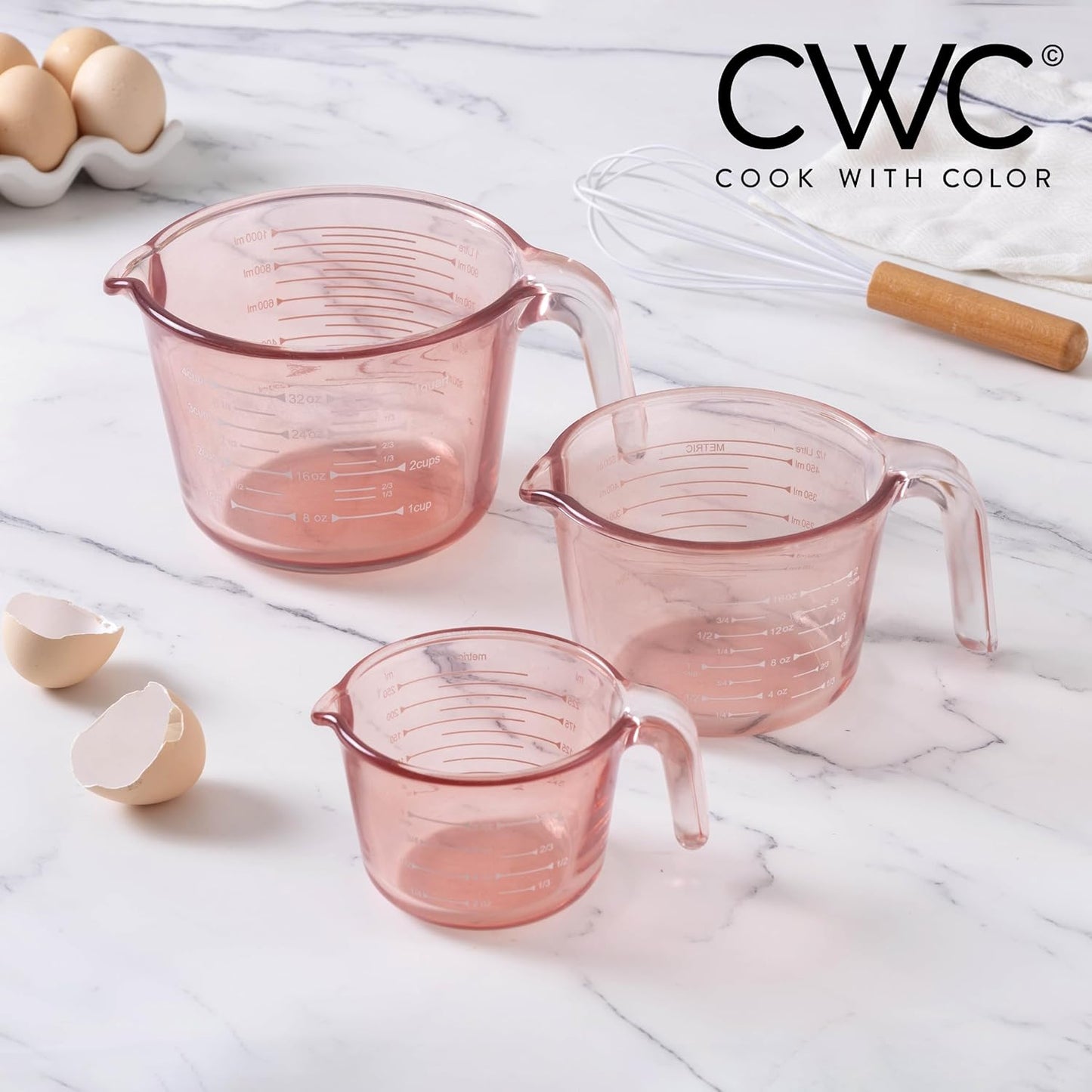 COOK WITH COLOR Glass Measuring Cups - Ideal for Cooking and Baking, Green