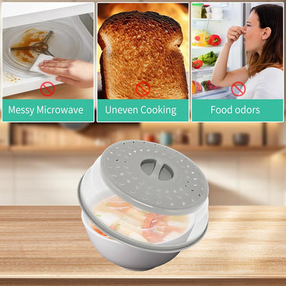 3 Pack Collapsible Microwave Food Covers, Splatter Guard,Vented Microwave Lid for Food, BPA free TPR, Dishwasher safe,Gray，Large, Medium, Small