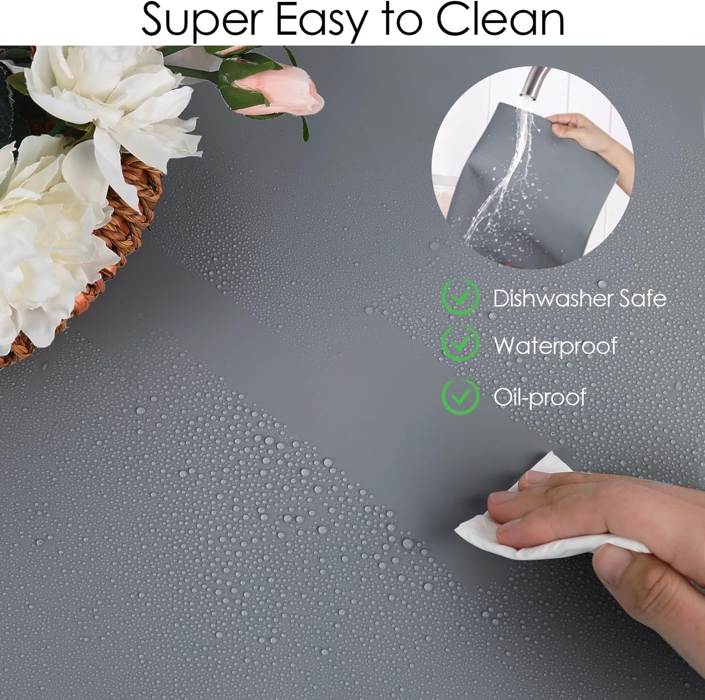 Standard Silicone Mat,Black Baking Mat-Food Grade Kids Dinner Table Placemat Non Slip Counter Mat with Raised Edges Heat Resistant Mat for Air Fryer Nonstick Pastry Dough Mat(1 Pack 23.6'' x 15.7'')
