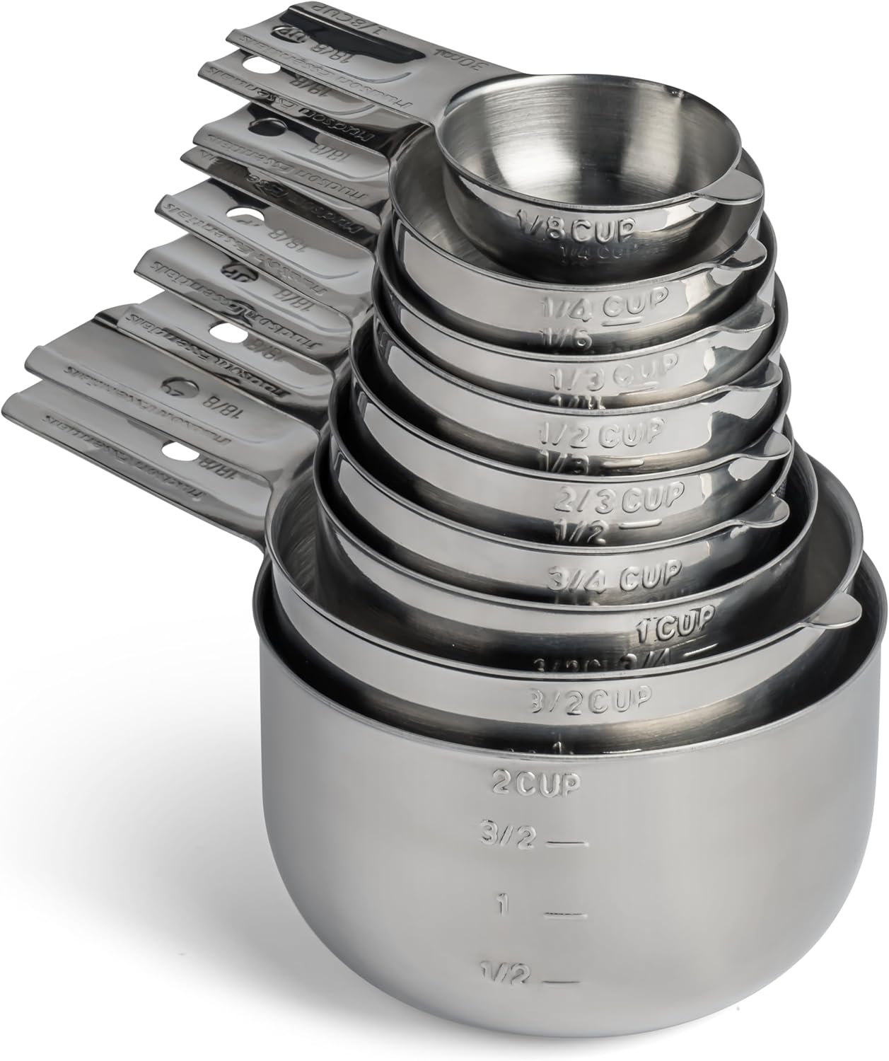 Hudson Essentials Stainless Steel Measuring Cups and Spoons Set - Stackable Set with Spout (11 Piece Set)