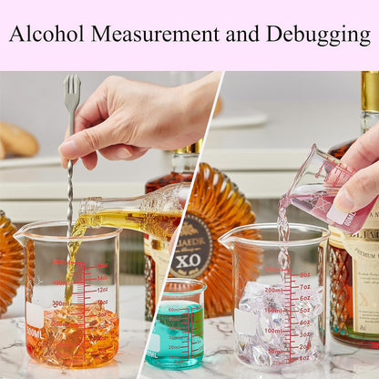 High Borosilicate Glass Measuring Cup-V-Shaped Spout，Glass Measuring Beaker for Kitchen or Restaurant, Easy to Read, 60 ML (2 Oz)-Pack of 2