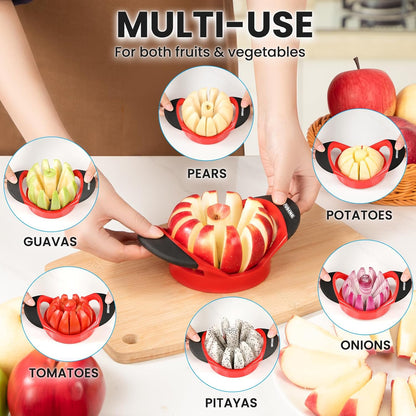 SCHVUBENR 3.5 Inch Apple Slicer with 12 Sharp Blades - Professional Apple Cutter - Stainless Steel Apple Corer - Super Sharp Apple Slicer and Corer - Slice Apple with Ease(Black)