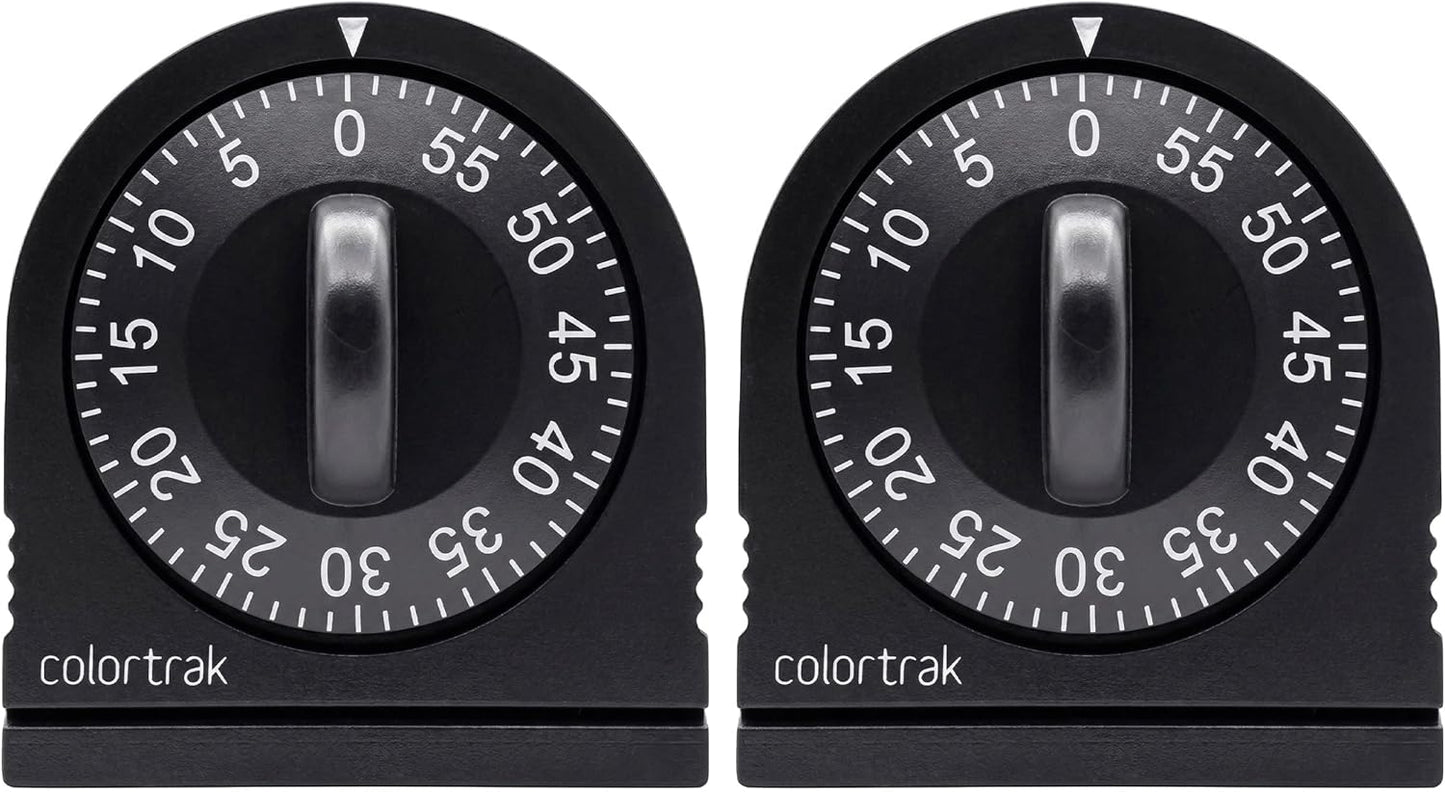 60 Minute Wind Up Timer, Visual Mechanical Timer, from 0 to 60 Minutes, for Kitchen, Hair Color Processing, Tanning Time, Kids' Home and Classroom Activities or Timeouts, Black
