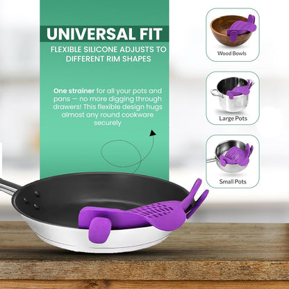 Pasta Strainer Clip-On for Pots and Pans – Heat Resistant Colander for Vegetables and Noodles – Space-Saving Design – BPA-Free, Dishwasher Safe, Universal Fit (Black)