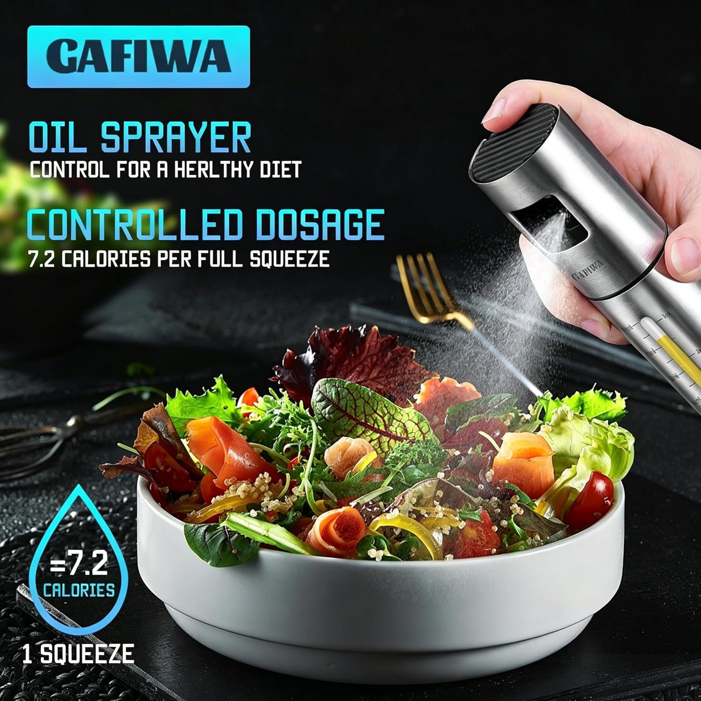 Olive Oil Sprayer for Cooking, Small Avocado Oil Spray Bottles, Stainless Steel Oil Sprayer for Cooking, Oil Mister Dispenser Spritzer Bottle for Kitchen, 100ml, Leak-Proof and Portable.