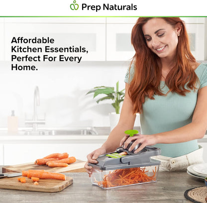 PrepNaturals Vegetable Chopper & Mandoline Slicer - 12 in 1, Blue/White