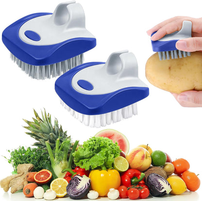 Aodaer 4 Pieces Vegetable Brush Potato Scrubber Brush Silicone Hard and Soft Side Fruit Cleaning Tools for Delicate or Tough-Skinned Vegetables