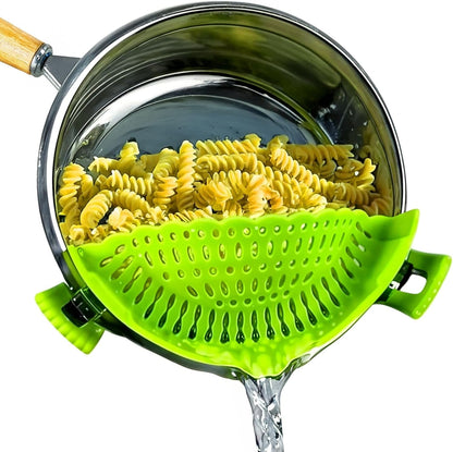 Performore Compact Universal Silicone Snap-On Pot Strainer | Heat-Resistant Clip-On Food Colander | BPA-Free Pasta, Vegetable & Soup Drainer | Dishwasher Safe Kitchen Tool