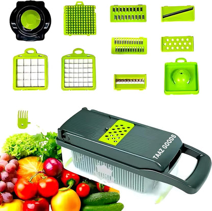 16-in-1 Mandoline Veggie Chopper dicer Cutter Slicer Julienne Slicer Salad Maker Multifuctional Vegetable chopper Cheese Grater Food Prep Tool Kitchen Gadget 8 interchangeble blades