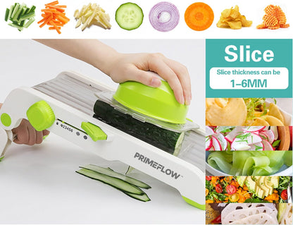 Mandoline Slicer – Adjustable Stainless Steel Vegetable Cutter with Safety Guard, Multiple Blades, Julienne & Thickness Control for Kitchen Prep