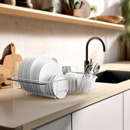 Simple Houseware Over Sink Counter Top Stainless Steel Dish Drainer Drying Rack, Chrome