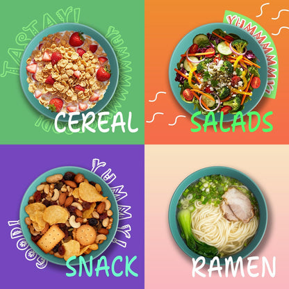 Wheat Straw Bowls Set with Lids, Unbreakable 40 OZ Cereal Bowls Set of 4, Salad Container for Lunch, Microwave & Dishwasher Safe Bowl Set for Kitchen, Picnic, RV, Camping, Multi