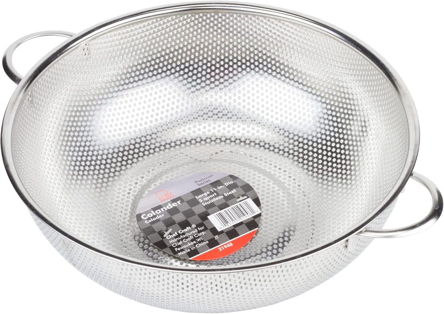 Chef Craft Select Microperforated Colander, 1.5 quart, Stainless Steel